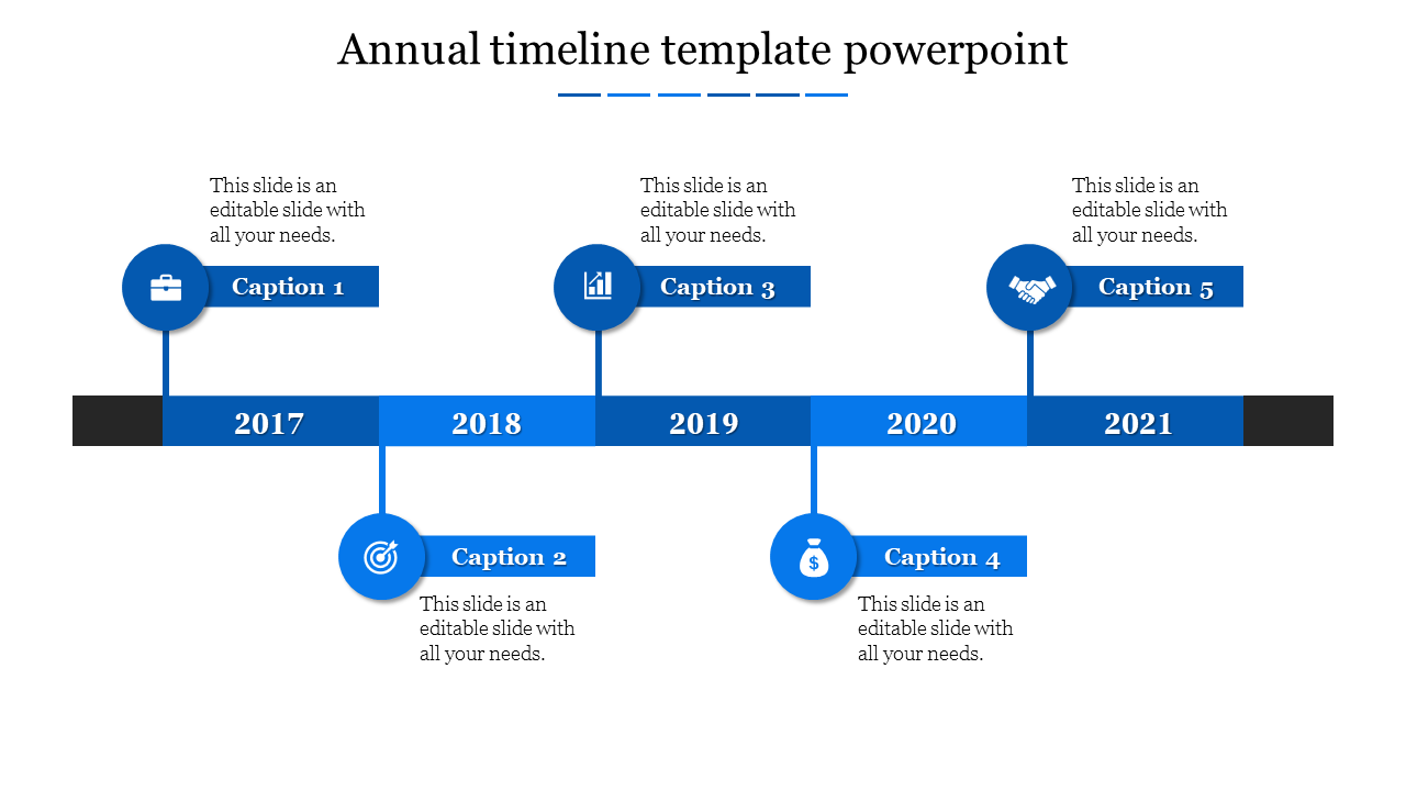 Free - Attractive Annual Timeline Template PowerPoint Slides